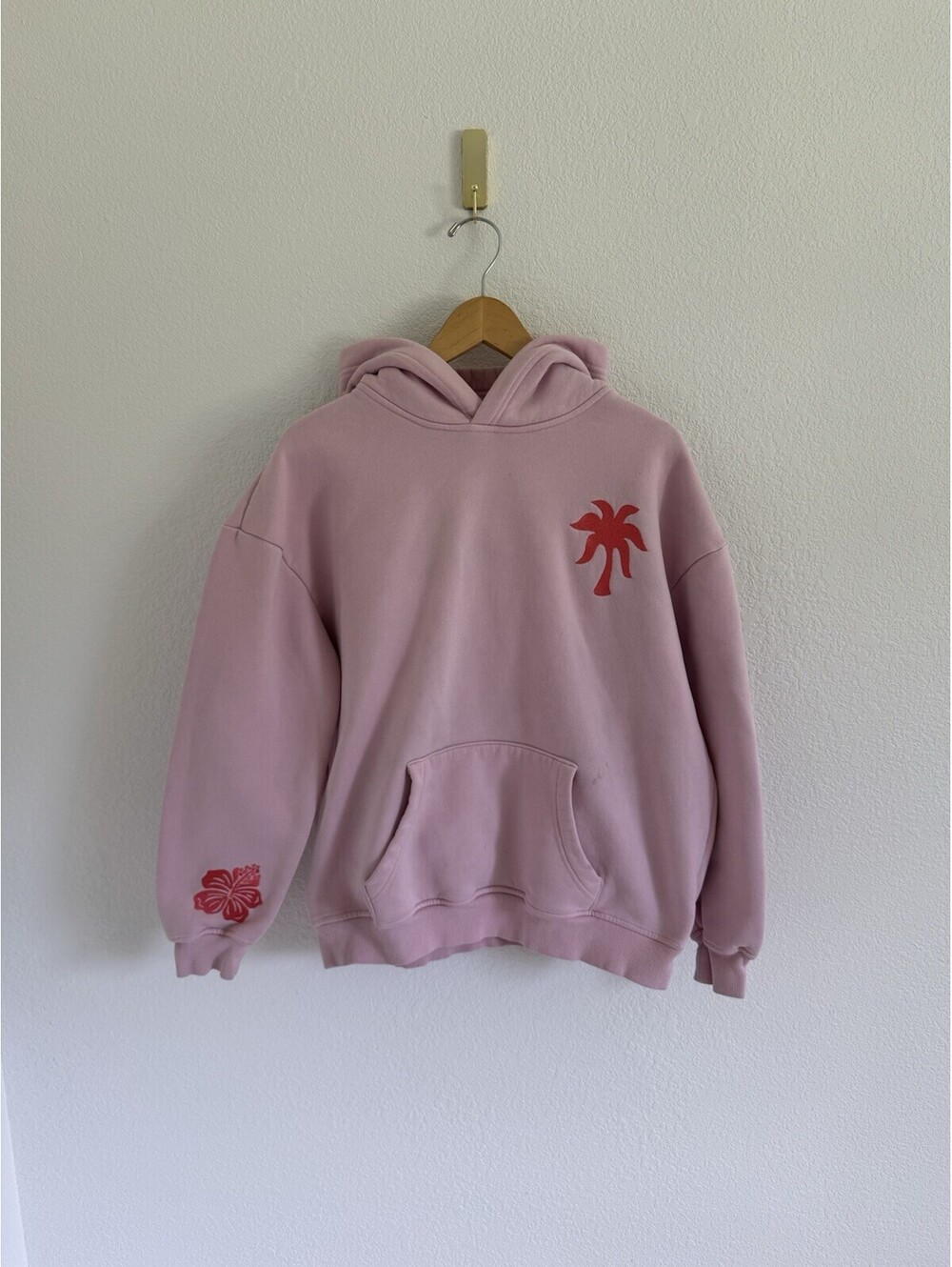 Pink Palm Puff Graphic Hoodie Sweatshirt - Picture 3 of 7